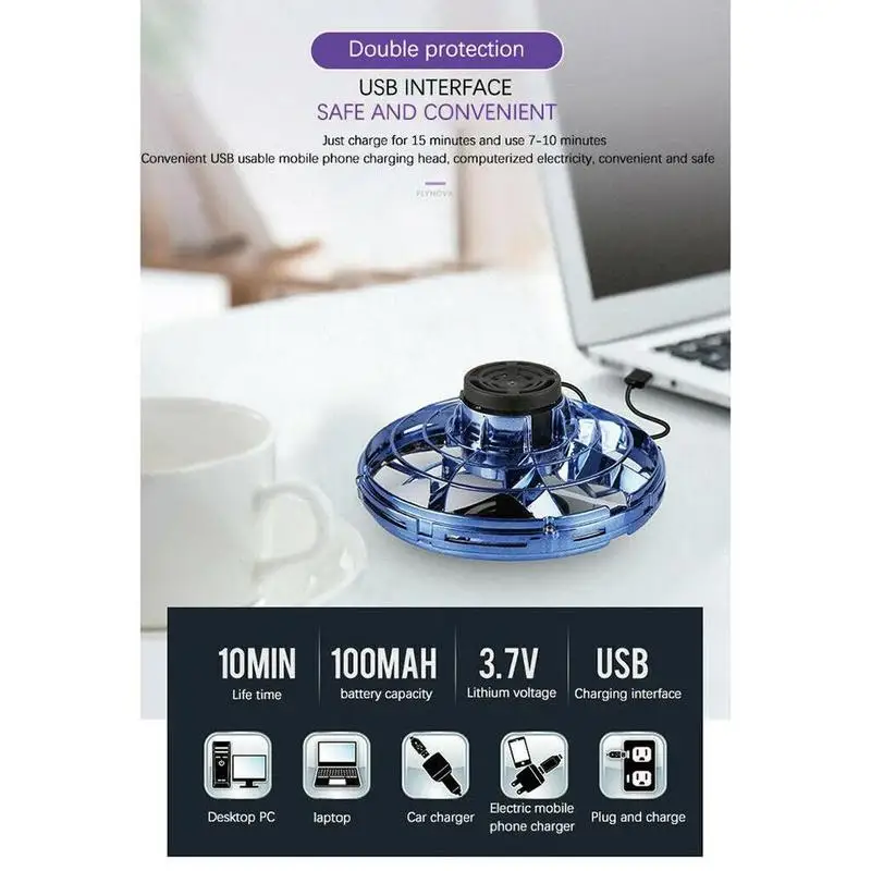 

Flashing Finger Spinner Fly New Flynova Antistress Toy UFO Hand Gyro Flying Rotary Fly Spinner Gyros Mini Fidget Led K3D1