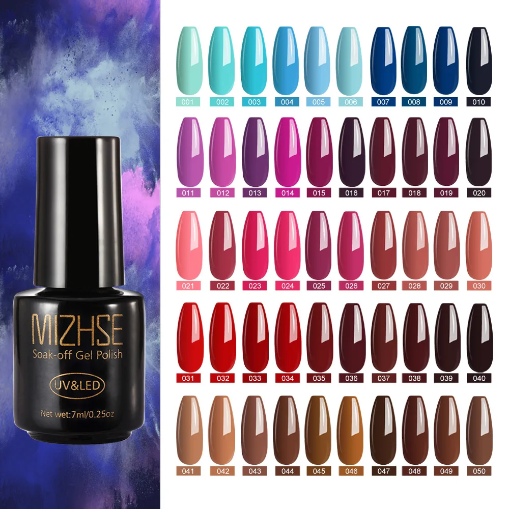 MIZHSE Гель-лак для ногтей 7 мл UV Vernis Полупостоянный праймер верхнее покрытие для маникюра xx цветов гелевое покрытие для ногтей гель-арт