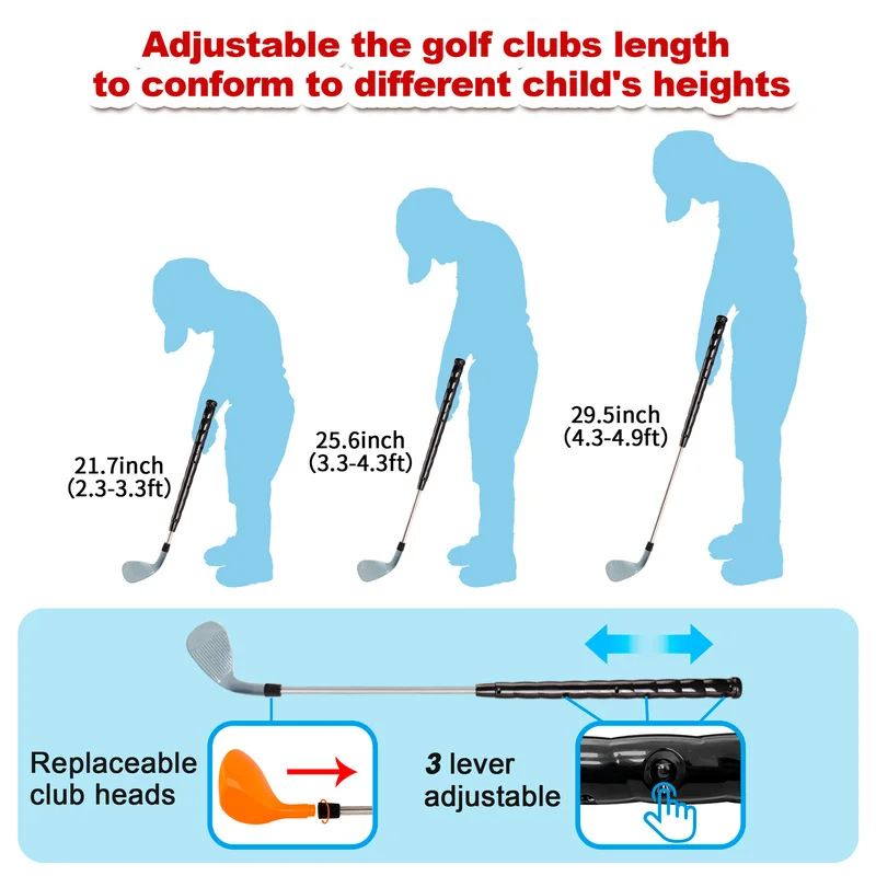 

Kids Golf Clubs Set NIGOE Toddlers Golf Training Equipment with 15 Balls Outdoor Lawn Sports Toys Indoor Golf Pitching for Boys