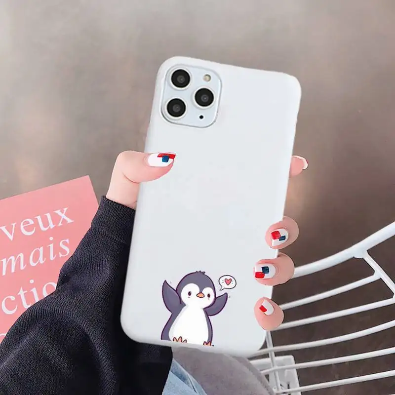 

Penguin cute cartoon animal Phone Case Candy Color for iPhone 6 7 8 11 12 s mini pro X XS XR MAX Plus