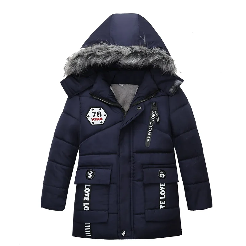 78 navy blue Пуховик для мальчиков коллекция года, зимняя теплая одежда с капюшоном для маленьких мальчиков, пуховик Детская верхняя одежда детская куртка на молнии для детей возрастом от Coat2-5 лет - Цвет: 78 navy blue