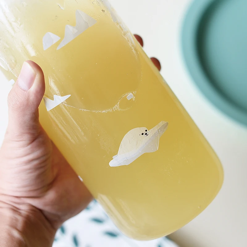 Высококачественная стеклянная бутылка для воды серии Ocean 1000 мл с уплотнением