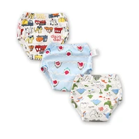 3 pcs washable cartoon cloth diapers nappies reusable cotton training pants toddler potty training underwear for baby boys girls