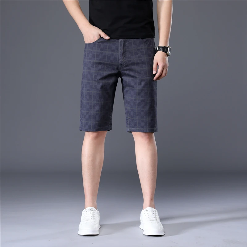 

2021 Summer New Men's Casual Plaid Shorts Stretch Cotton Fashion Business Short Pants Homewear Striped Arrow Panties