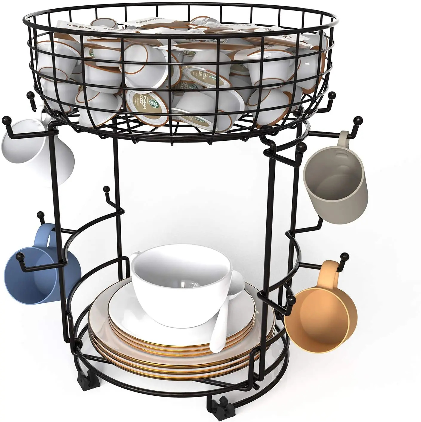 

Coffee Pod Holder,Multifunction Coffee Mug Saucer Basket Storage,Organizer Tray for Office And Kitchen Countertop Station