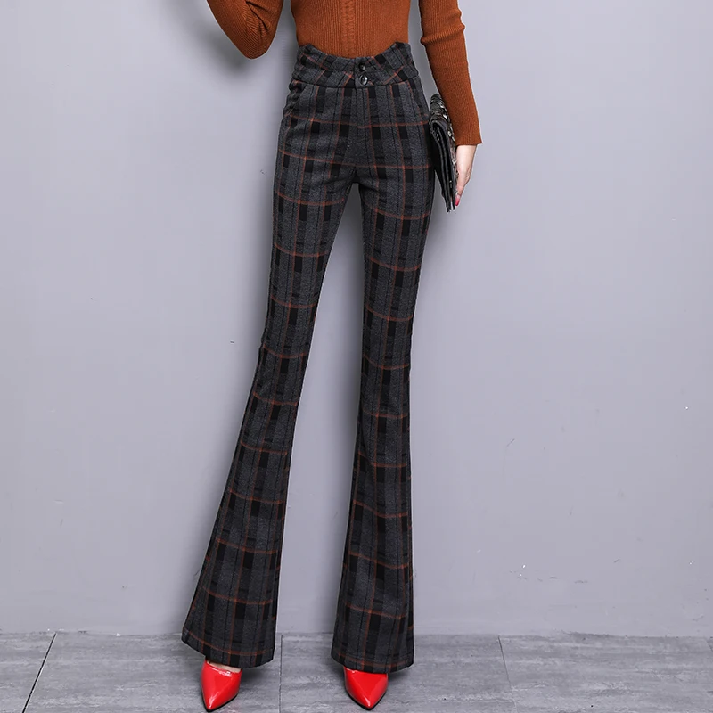 Популярные весенние и осенние новые шерстяные штаны женские утепленные