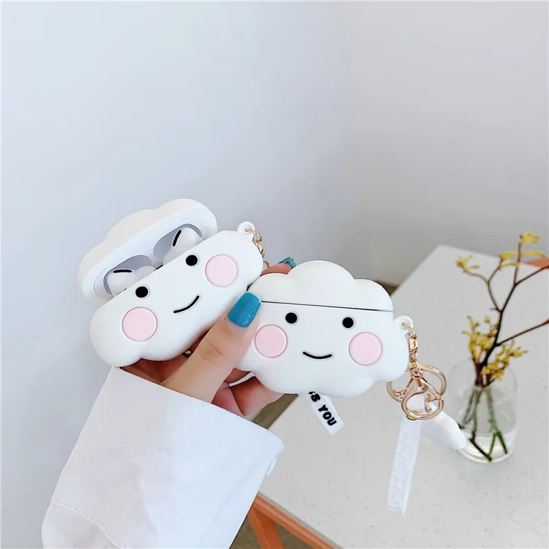 Мягкий чехол с 3D изображением белого облака для Apple Airpods Pro 1 2 защитный поддержкой