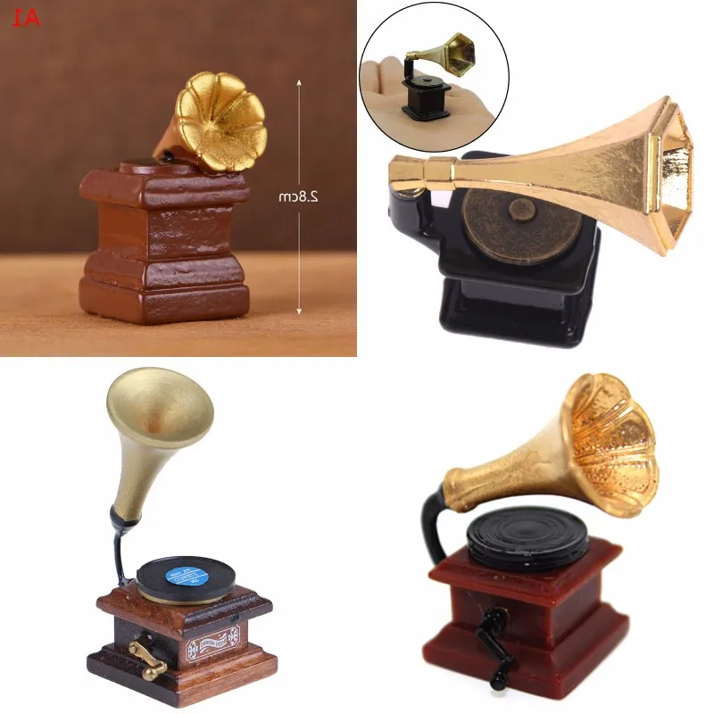 Mini Retro Phonograph Simulation Furniture Model Toys for Doll House Decoration 1/12 Dollhouse Miniature Accessories | Игрушки и хобби