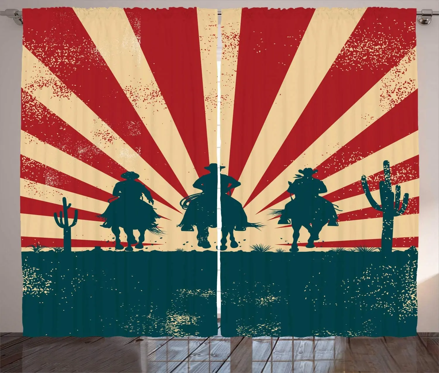 Занавески для бега с лошадьми ретро силуэт ковбоев изображением животных и