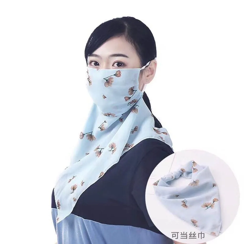 Женский Повседневный длинный шарф маска шифоновый принт тонкий модный 2020 для