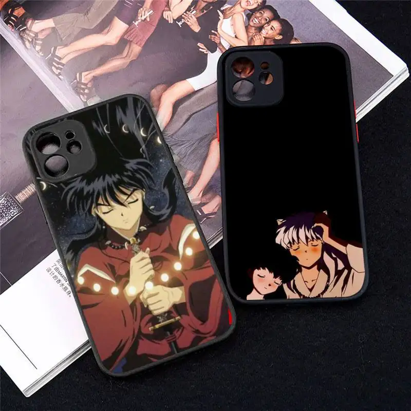 

Anime Inuyasha Sesshoumaru Higurashi Kagome Phone Case Matte Transparent for iPhone 7 8 11 12 s mini pro X XS XR MAX Plus funda