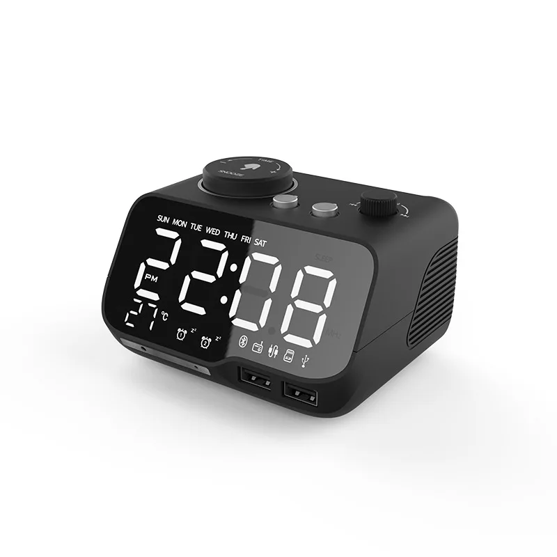 

Цифровой Будильник Bluetooth динамик FM-радио Повтор температуры Яркость Диммер для спальни таймер сна Bluetooth часы