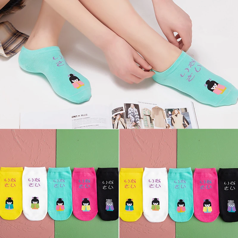 10 пар/лот Хлопковые женские носки Милые короткие с героями - Цена: 1010.49
