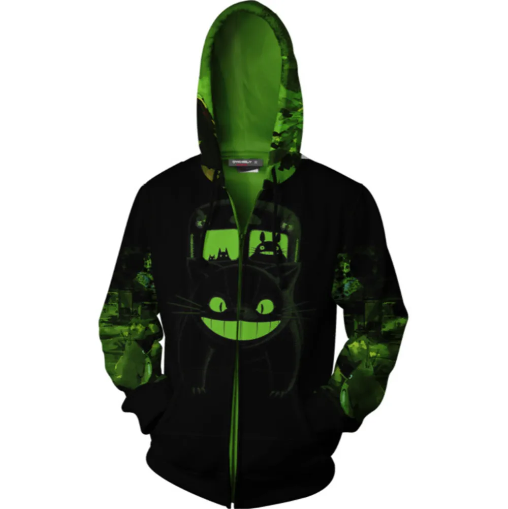 Косплей милый кот Мой сосед Тоторо Аниме толстовка на молнии с мультяшным