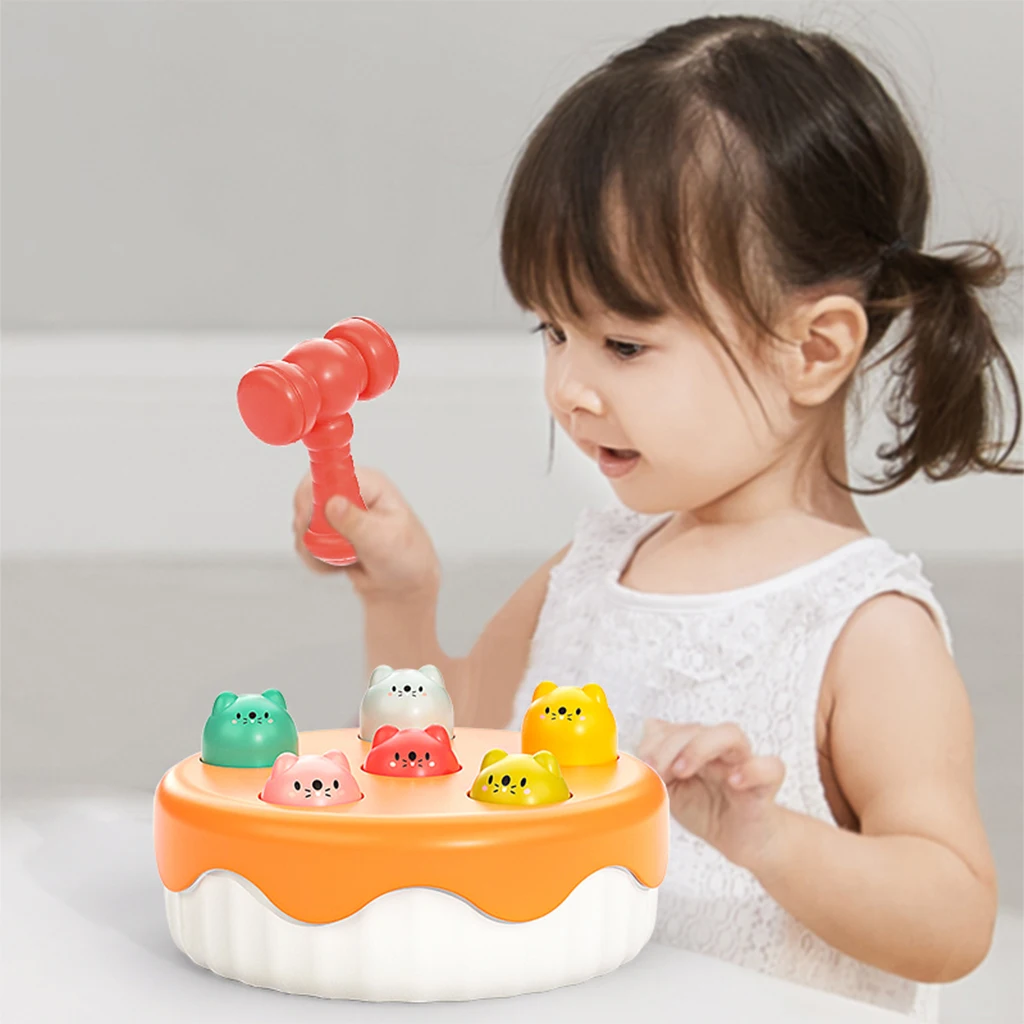 

Cartoon Cake Shape Whack a Hamster Hammering Game Baby Montessori Motor Skill Training Interactive Pounding Fun Hammer Hit Toy