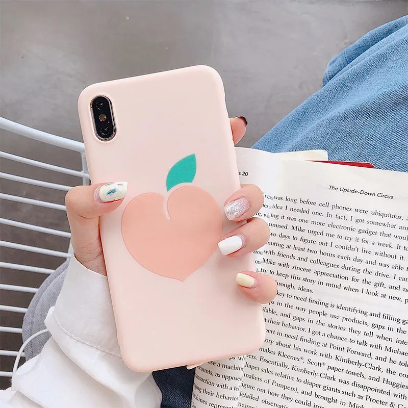 001 Карамельный розовый чехол для девочек iPhone X XS 11 Pro Max XR летний силиконовый чехол с изображением персиковых фруктов и цветов авокадо для iPhone 7 6 6S 8 Plus чехол - Цвет: 001