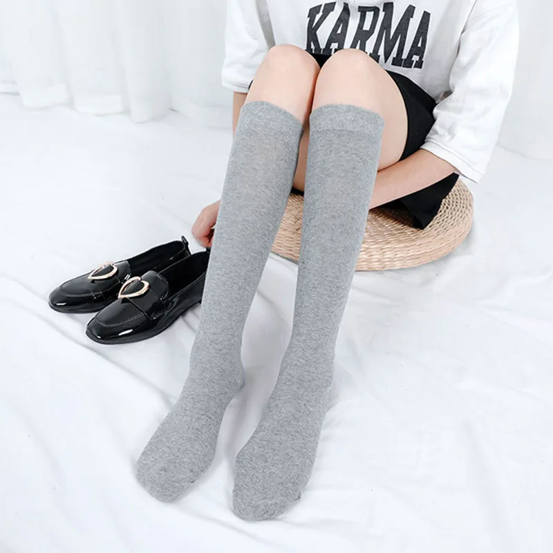 

Knee Socks Pure Color Nice Gift Japanese Style Cotton Keep Warm 1Pair Women Socks Mid Tube Socks Breathable