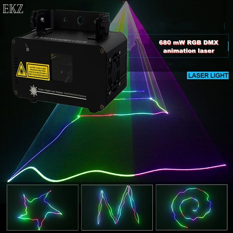 680mW RGB Color DMX Beam Projector Stage Sound Activated Scan Laser Music Light Effect For Disco DJ Home Party Scanner Lighting