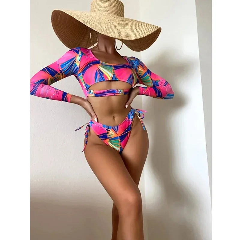 

Women's Printed Swimming Suit with Hollow Bikini