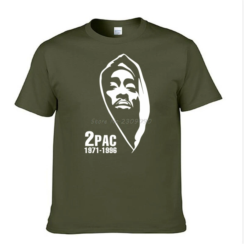 Новая модная мужская женская футболка Тупак Шакур 2Pac футболка рок футболка Летний стиль хип-хоп Мужская футболка Топы - Цвет: Army green