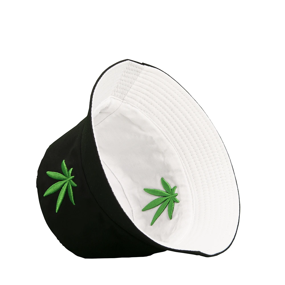 Шляпа ведро женская шляпа от солнца мужская с вышитым листом летняя зеленая для