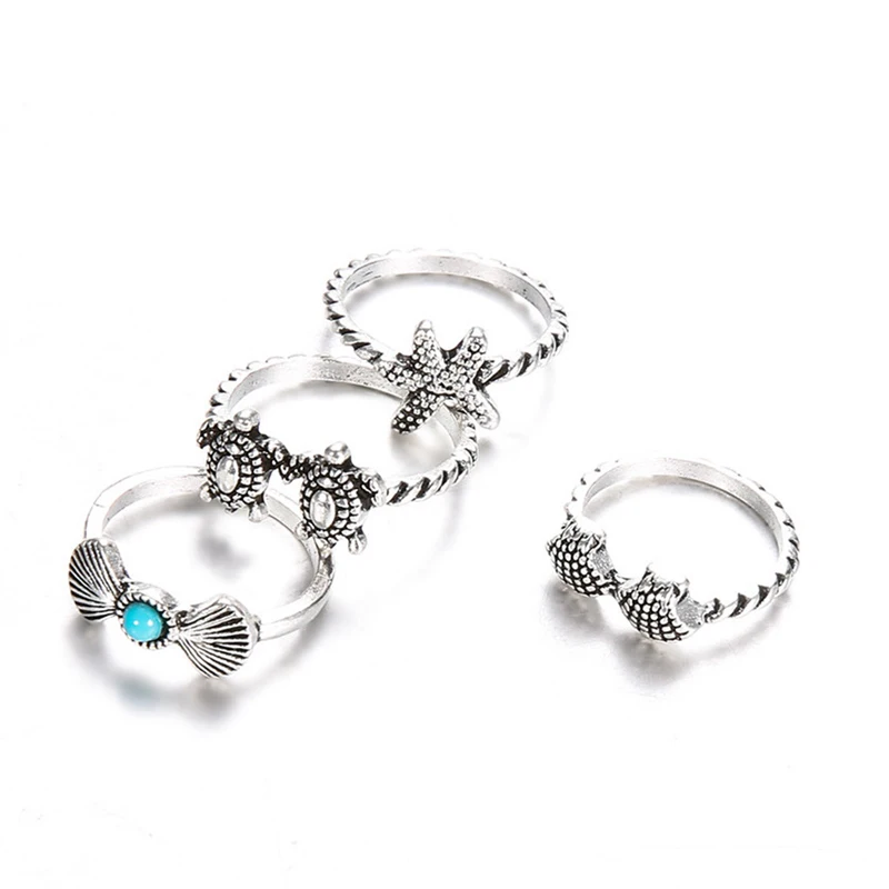 Набор колец на палец в богемном стиле 4 шт. | Украшения и аксессуары