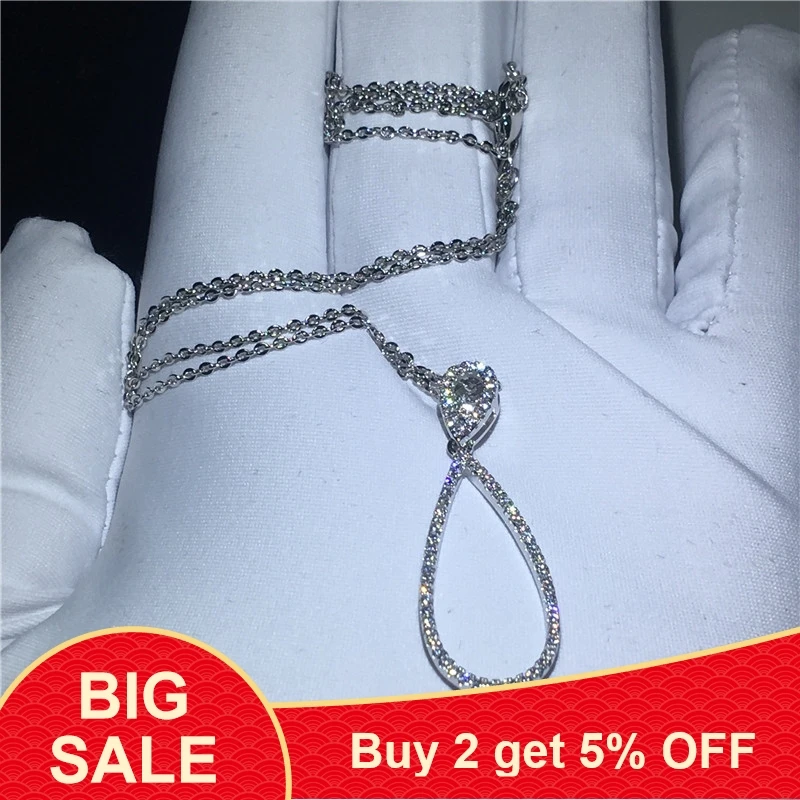 Элегантный поперечный кулон AAAAA Циркон cz серебро 925 пробы обручальные свадебные