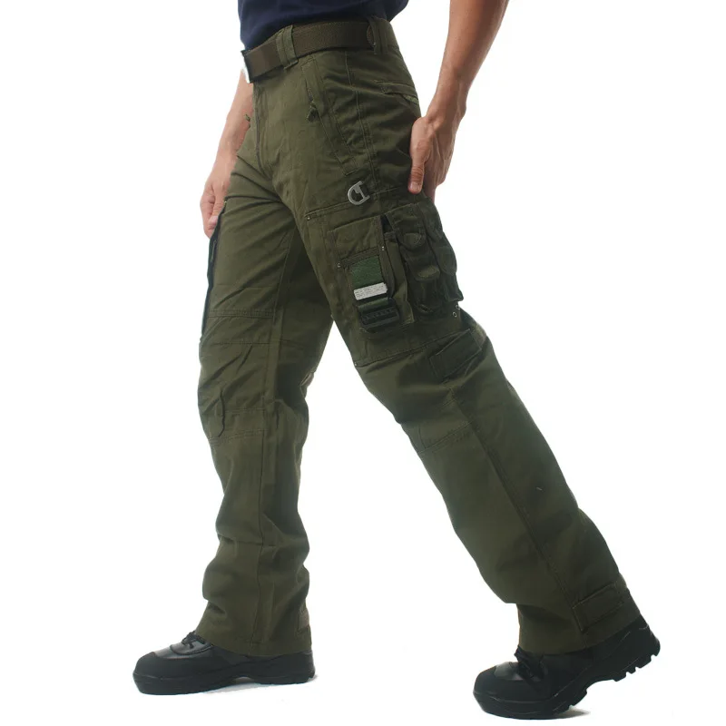 

Tactical Pants Army Male Camo Jogger Plus Size Cotton Trousers Many Pocket Zip Military Style Camouflage Black Men's Cargo Pants