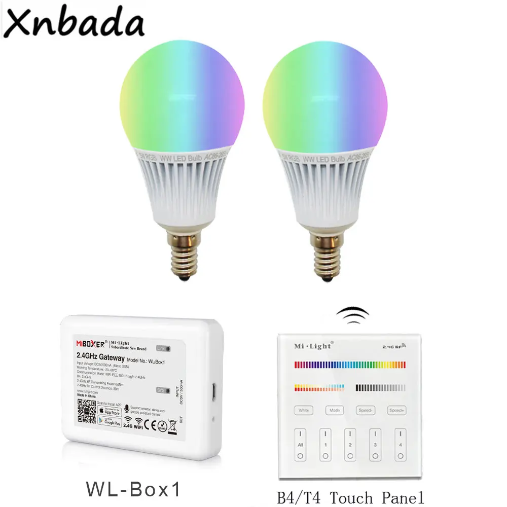MiBoxer светодиодные лампы E14 5 Вт RGB + CCT светодиодная лампа 2 4 г IOS Andriod APP Wi Fi IBox
