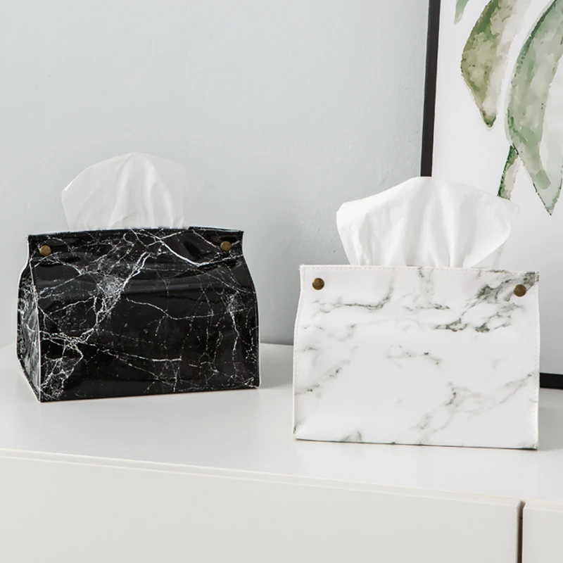ПУ Шикарный чехол для салфеток стола декоративный контейнер кожа мрамор узор