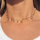 Однослойная разноцветные хрустальные бусы Подвеска цепочка до ключиц женское ожерелье, бохо ожерелье Модные ювелирные изделия на шею