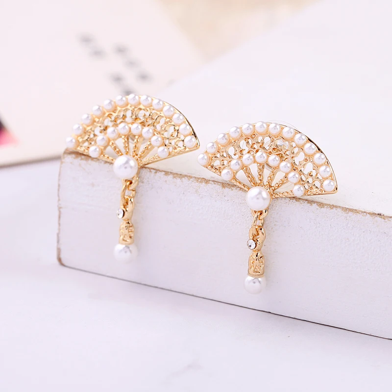 Женские ажурные серьги подвески золотого цвета в этническом китайском стиле с