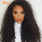 Парик Эбби с глубокой волной 13*1, парики из человеческих волос с кружевной частью, плотность 180%, парики с глубокой кудрявой кружевной фронтальной сеткой, парик машинной работы для чернокожих женщин