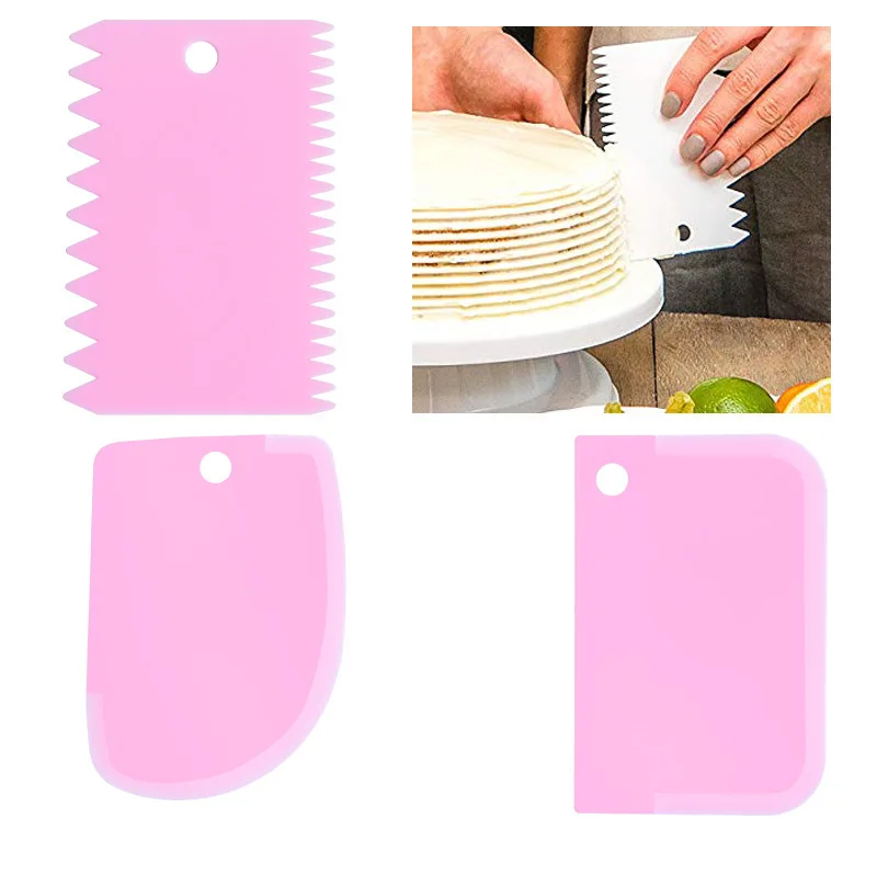 

3PCS Cake Scraper Cake Cutter Slicer Spatula For Cake Cream Scraper Pasty Cutters Scraper Cake Edge Smoother Kitchen Cake Tool