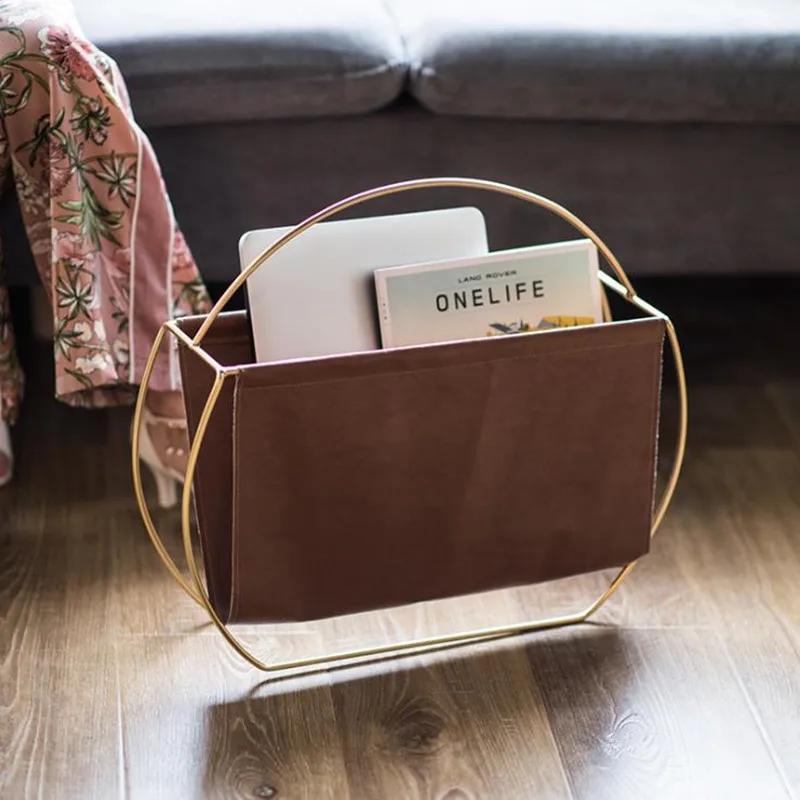 Металлическая кожаная полка Cutelife в скандинавском стиле для журналов и газет