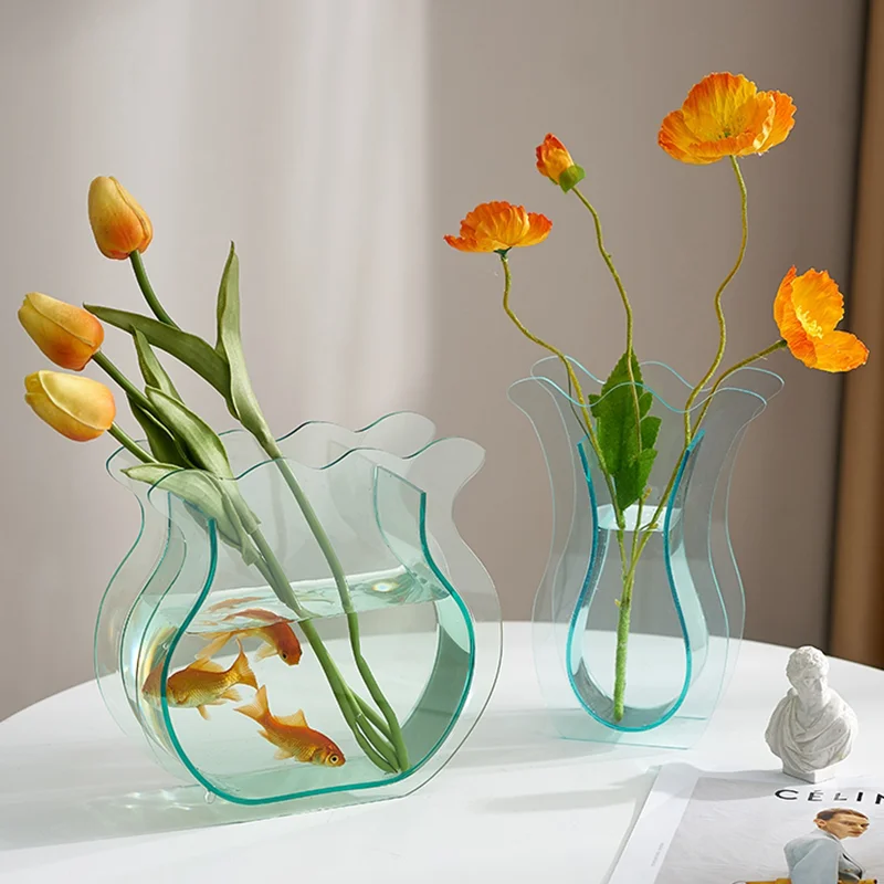 

Modern Creative Decorative Vase Irregular Color Acrylic Hydroponic Vase Living Room Office Desktop Green Plants Home Decorations