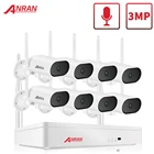 ANRAN 3MP WiFi наблюдение панорамирование и наклон камеры системы беспроводной камеры безопасности 8CH NVR cctv видео комплект ночного видения наружная камера