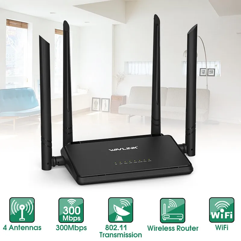 

Wavlink 521R2P WiFi Routers 2.4GHz 1167Mbps WiFi Repeater 128MB DDR3 High Gain 4 Antennas Network Extender EU US UK AU plug