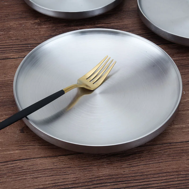 304 Stainless Steel Plate Double Insuated 17/19/21/23cm Barbecue Tray Thickened Gourmet sushi plate | Дом и сад