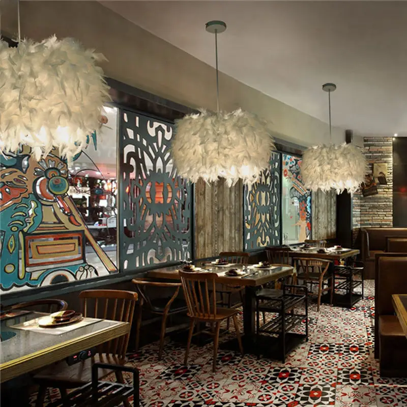 Индивидуальная люстра с перьями для столовой спальни Скандинавская маленькая 30