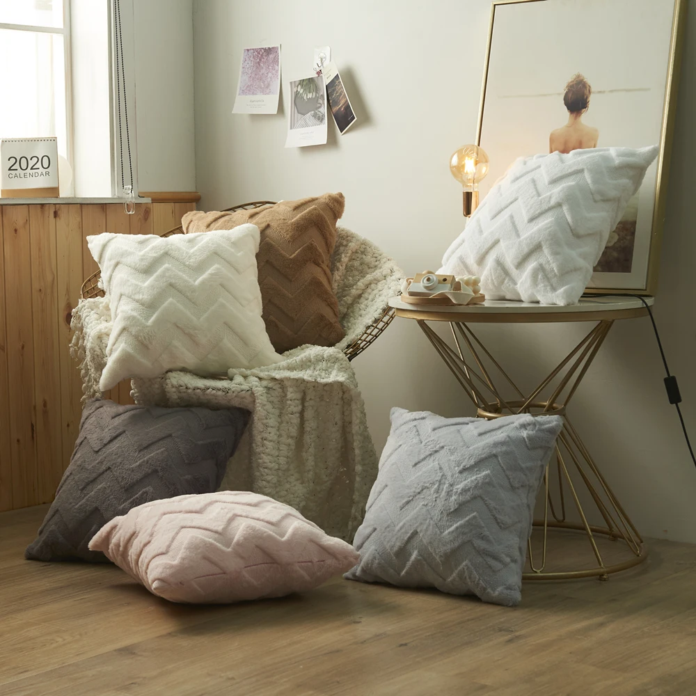 

3D Fluffy Plush Pillow Case Super Soft Cushion Cover Spring Decor Throw Pillow Covers for Sofa Bed Home Living Room Decoration