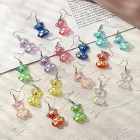 colorful bright creative cute mini gummy jelly bear earrings for women ear hooks candy minimalist drop design dangle earring set