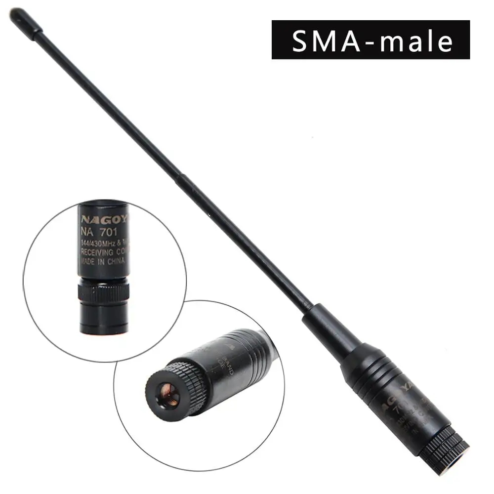 Nagoya NA-701 SMA-Male UHF/VHF Двухдиапазонная 2.15dB гибкая ручная антенна HT/сканер для