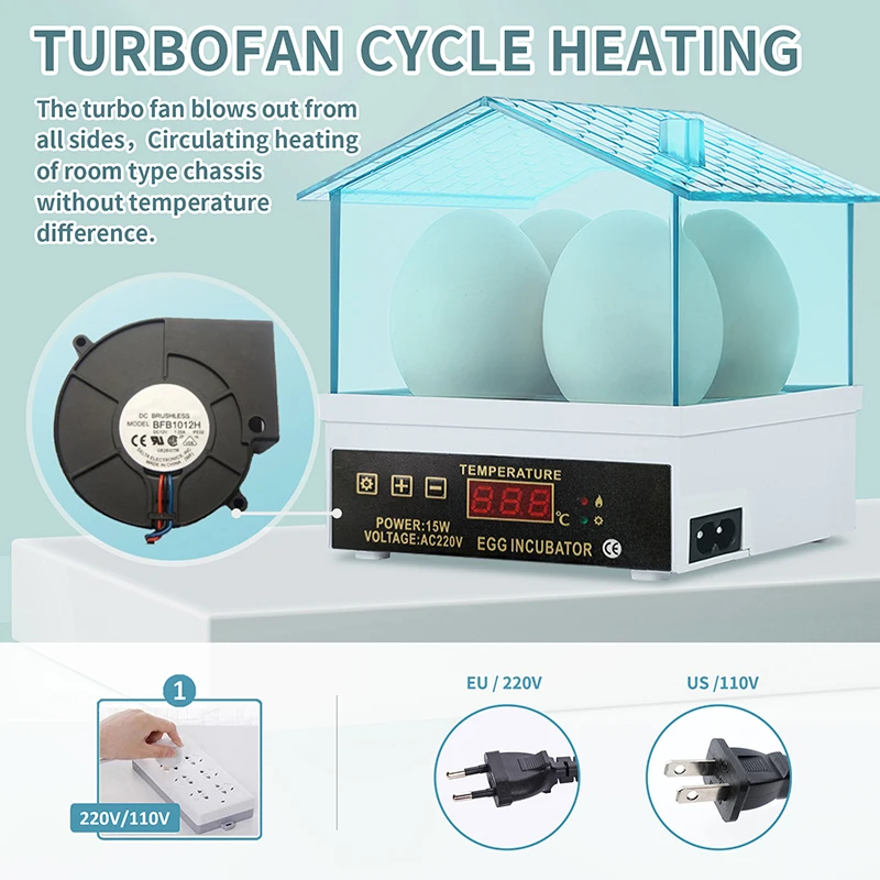 Инкубатор для 4 яиц автоматический инкубатор цыплят утки птицы поворотный
