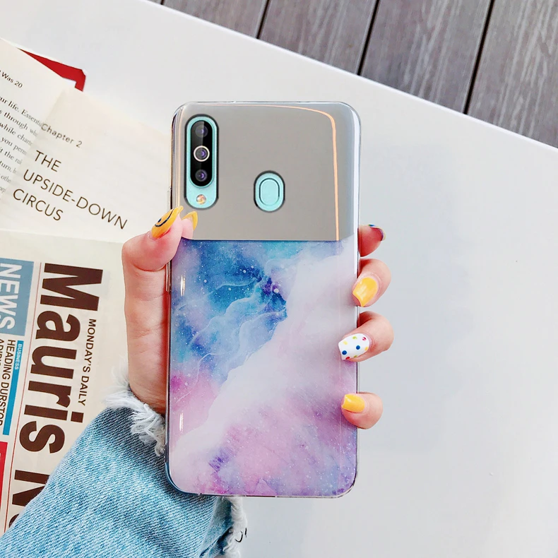 Для samsung Galaxy A50 чехол маленькое зеркало рыбы Цвет под мрамор для A20 A30 A60 A90 5G A10S A20S A30S