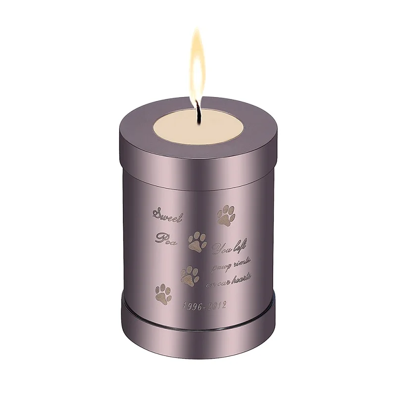 Miglior IJU045 Portacandele Commemorativo Per Animali Domestici In Acciaio Inossidabile Altezza 75mm Urna, Nome E Data E Stampa Zampa Di Cane Cremazione Incisa In Grado