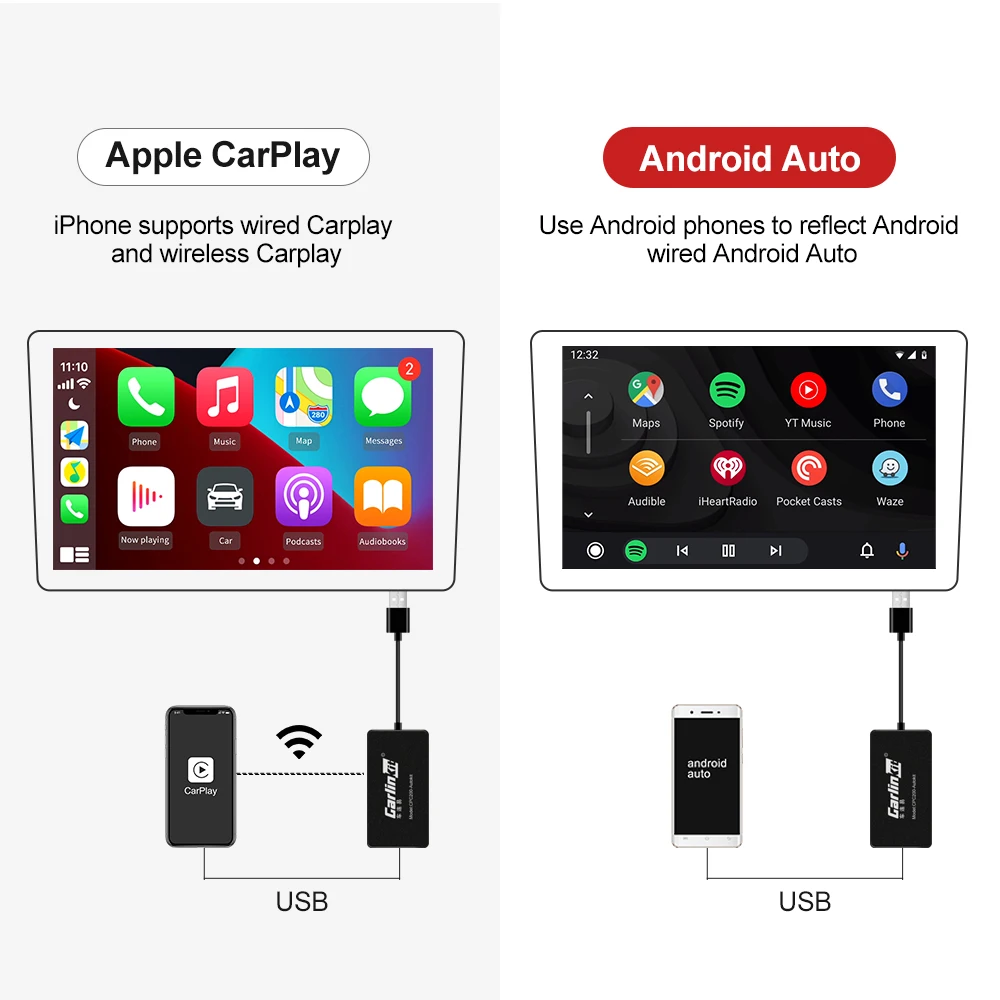 Carlinkit 2021 Новый беспроводной ключ CarPlay USB Android автомобильный навигатор