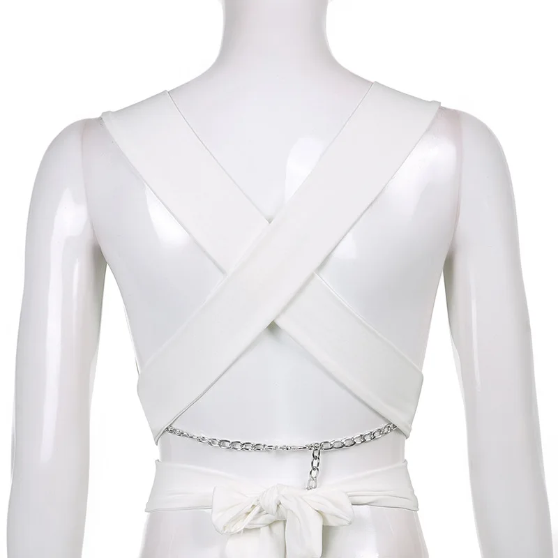 

WEPBEL Women Sexy Bandage Halter Vest Shirt Crop Top Ladies Elegant Sleeveless Backless Lace Up Short T-shirt