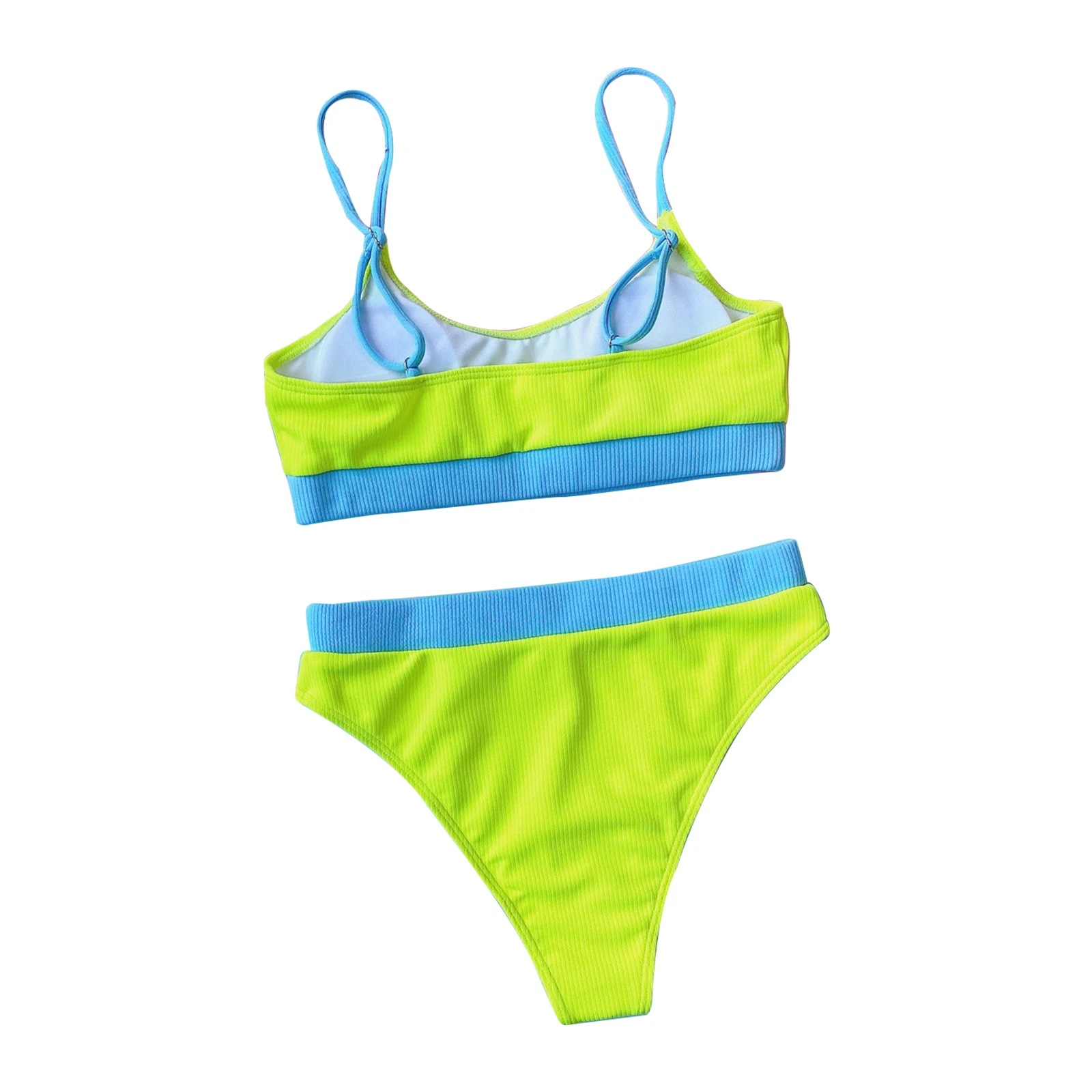 Женский костюм бикини из двух предметов кроп топ с завышенной талией и низом