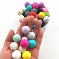 chenkai 10pcs 19mm round silicone teether beads diy baby pacifier chewing jewelry teething sensory nursing necklace toy beads